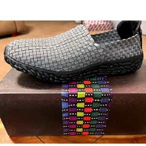 bernie mev. Charcoal Woven Slip-On Sneakers